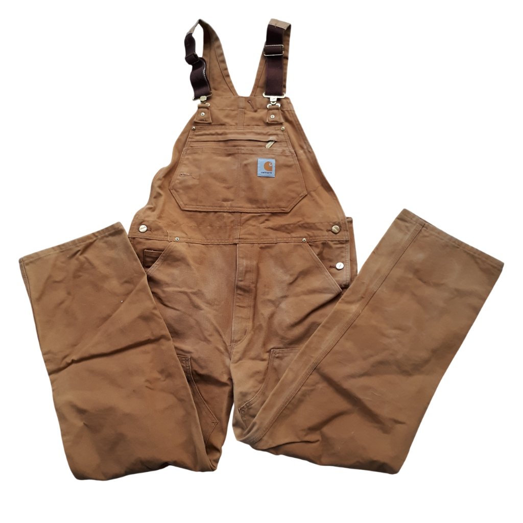 Vintage Carhartt Usa Double Knee Overalls 34 X 32 Brown
